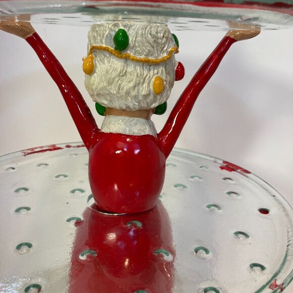 Vintage Holiday 3 Tier Serving Stray Grandma Christmas Tree Ceramic Glass Unique - Picture 7 of 16